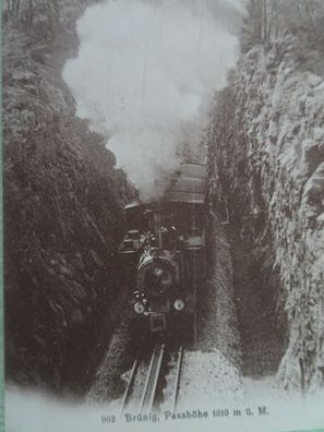 sehr alte Postkarte AK KF Brünig Pass Zug Lokomotive Verlag Wagner Lungern