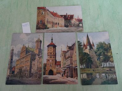 4 sehr alte Postkarten AK KF Augsburg Fünfgrat Turm Wollmarkt Wertchbrucker Perlach