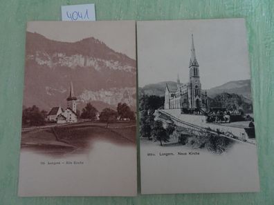 2 sehr alte Postkarten AK KF Lungern Alte Kirche Neue Kirche Verlag Fr Wagner