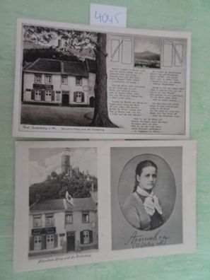 2 sehr alte Postkarten AK KF Aennchen Haus Godesburg Bad Godesberg 1929 Lindenwirtin