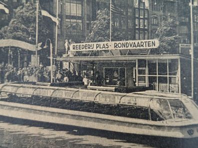 sehr alte Postkarte AK KF Reederij Plas Rondvaarten Amsterdam Boot Schiff Grachten