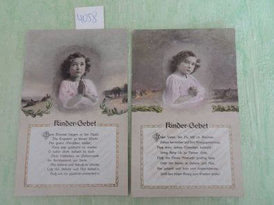 2 sehr alte Postkarten AK KF Kindergebet gelaufen 1915 Feldpost