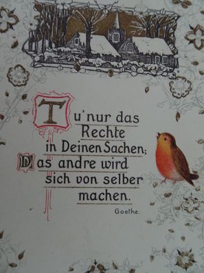alte Postkarte AK KF geprägt Winterdorf Vers Spruch Tu nur das Rechte.. Goethe Tuck´s