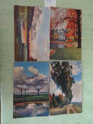 4 alte Postkarten AK KF Photochromie Landschaft Natur See Wald Wolken