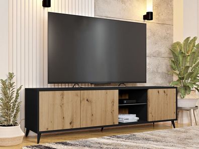 TV-Lowboard Ovessi 2K1D Modern TV-Tisch TV-Schrank Wohnzimmer Mediaschrank M24