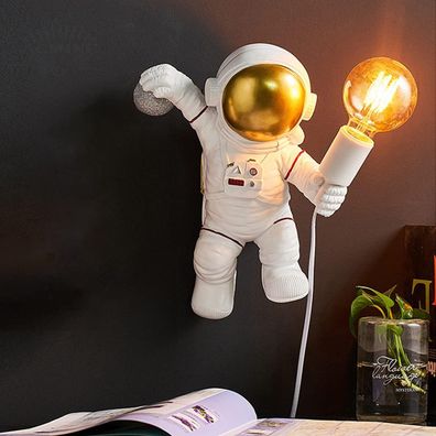 Lampe Kinder-Wandlampe mit Schalter und Steckdose, moderne Astronauten-Wandlampe f