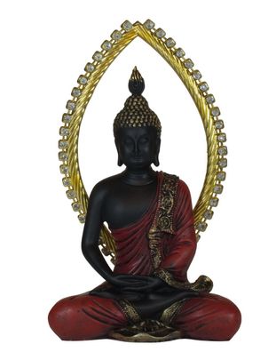 Buddha mit Aura Mönch Deko Thai Figur Skulptur Shaolin Zen Feng Shui Statue