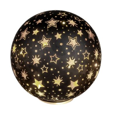 Deko Glas Kugel Sterne LED beleuchtet + Timer Lichtkugel Weihnachts Leuchtkugel