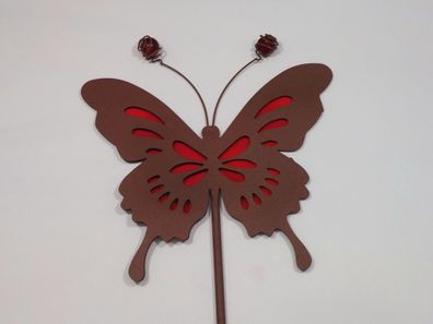 Garten Stecker Metall Schmetterling Edelrost Deko Beet Figur Stab Rankhilfe