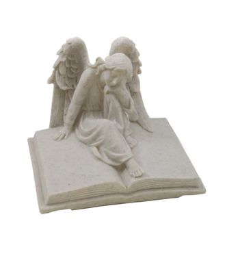 Grabschmuck Engel auf Buch Gedenkstein Grabstein Grabdeko Grab Deko Figur