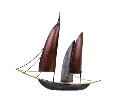 Wanddeko Schiff Segelboot Metall Segel Boot Maritim Deko Hänger Skulptur Figur
