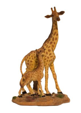 Giraffe mit Kind Baby Giraffen Afrika Skulptur Deko Garten Tier Figur Statue