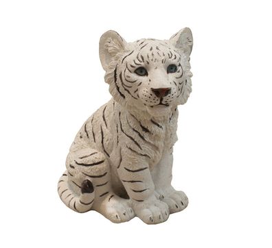 Tiger Baby Kind weiß Katze Skulptur Deko Afrika Figur Statue Löwe Tigerfigur