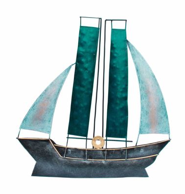 Wanddeko Schiff Segelboot Metall Segel Boot Maritim Deko Hänger Skulptur Figur