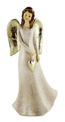 Engel Deko Schutzengel mit Herz Weihnachtsengel Skulptur Figur Elfe Fee Stern