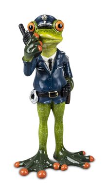 Deko Frosch Mann Polizist Lurch Gecko Echse Figur Skulptur Froschkönig Kröte