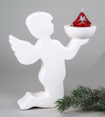 Deko Engel Dekoengel mit Teelichthalter Keramik Schutzengel Figur Skulptur Elfe