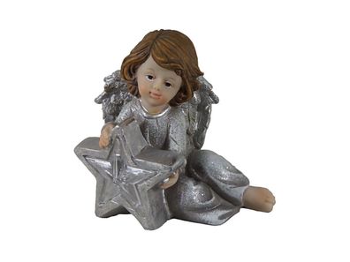 Engel Deko Schutzengel mit LED Stern Engelfigur Skulptur Weihnachts Figur Elfe