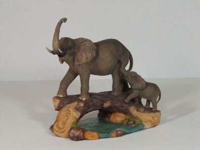 Deko Elefant Baby Kind Dickhäuter Elefanten Familie Skulptur Tier Afrika Figur