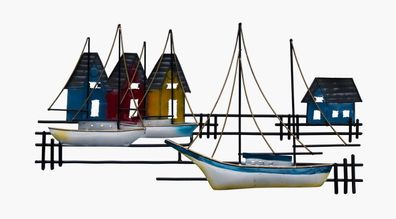 Wanddeko Schiff Segelboot Metall Haus Boot Maritim Deko Hänger Figur Skulptur