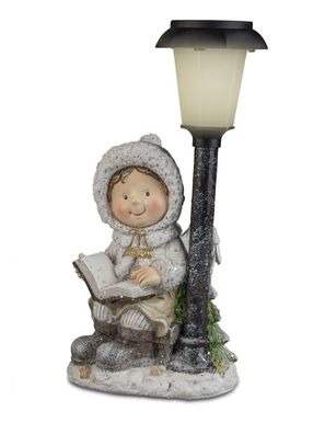Deko Engel mit Laterne LED + Timer Kinder Schutzengel Skulptur Figur Objekt Elfe