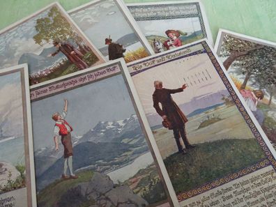 9 alte Postkarten AK Künstlerkarten Deutsche Art 1913 E Kutzer Spruch Vers Volkstum