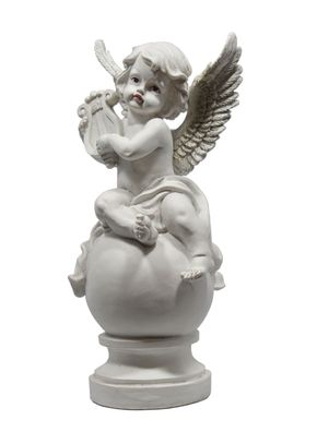 Engel auf Kugel Schutzengel Deko Garten Figur Skulptur Grabschmuck Elfe Putte