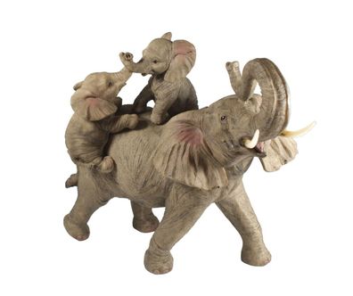 Deko Elefant Baby Kind Dickhäuter Elefanten Familie Skulptur Tier Afrika Figur