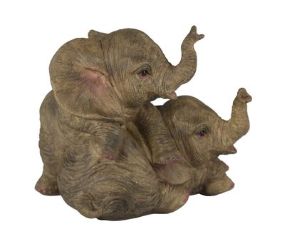 Elefant 2 Elefanten Baby Kinder Deko Garten Figur Skulptur Afrika Paar Objekt