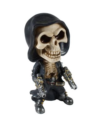 Gothic Deko Figur Sensemann mit Pistolen Skulptur Totenkopf Todesengel Skelett