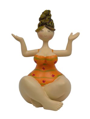 Deko Frau im Badeanzug Mollige Dicke Dame Lady Rubens Retro Yoga Figur Skulptur