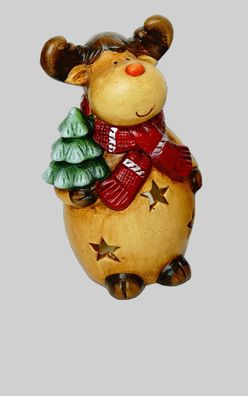 Elch Windlicht Rentier Deko Tier Figur Weihnachts Hirsch Skulptur Teelichthalter