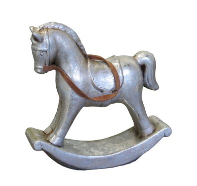 Schaukelpferd Keramik Nostalgie Weihnachts Deko Pferd Ross Tier Figur Skulptur