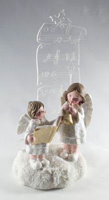 Deko Engel Paar vor Acryl Notenblatt LED Schutzengel Elfe Skulptur Figur Objekt