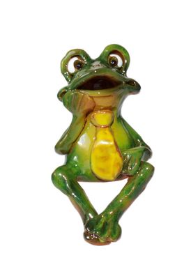 Gartenstecker Frosch Keramik Kantenhocker Zaunhocker Deko Teich Skulptur Figur