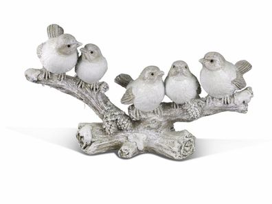 5 Vögel auf Ast Baum Deko Skulptur Paar Garten Spatz Vogel Gruppe Figur Objekt