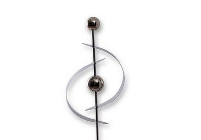 Gartenstecker Segel Form mit 2 Kugeln Edelstahl Metall Garten Stab Deko Figur