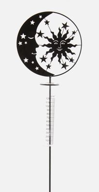 Gartenstecker Metall Sonne Mond Sterne Regenmesser Deko Garten Figur Skulptur