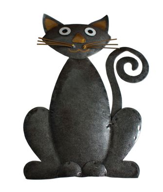 Katze Wanddeko Wandbild Metall Deko Garten Tier Figur Skulptur Wildkatze Objekt