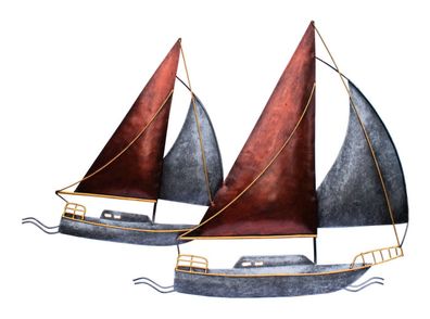 Wanddeko Schiff Metall Segelboot Segel Boot Maritim Deko Hänger Skulptur Figur
