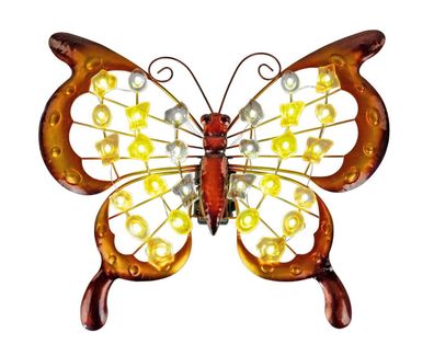 Deko Schmetterling Metall Wanddeko mit LED Wandbild Bild Tier Figur Skulptur