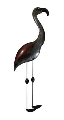 Wanddeko Flamingo Metall Deko Vogel Ziervogel Bild Kranich Figur Skulptur Hänger
