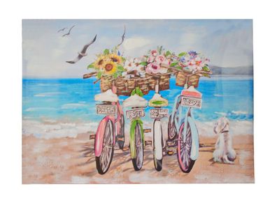 Wanddeko Wandbild Fahrrad Blumen Hund Yorkshire Terrier Leinwandbild Deko Bild
