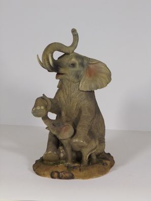 Elefant mit Baby Tierfigur Skulptur Deko Garten Tier Figur Afrika Statue