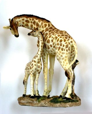 Giraffe mit Baby Kind Giraffen Afrika Skulptur Deko Garten Tier Figur Statue