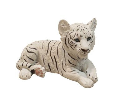 Tiger weiß Baby Kind Katze Tigerfigur Skulptur Deko Afrika Figur Statue Löwe