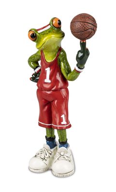 Deko Frosch Mann Basketballer Handballer Lurch Gecko Echse Figur Skulptur König