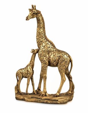 Giraffe mit Baby Kind Giraffen Paar Afrika Skulptur Deko Figur Statue Objekt