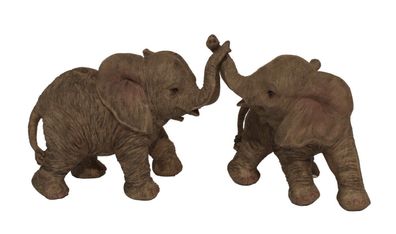 Elefant Elefanten 2 Baby Paar Set Kind Skulptur Deko Afrika Tier Figur Objekt