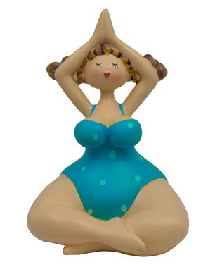 Frau im Badeanzug Mollige Dicke Dame Lady Rubens Deko Yoga Retro Figur Skulptur